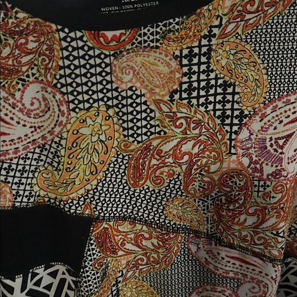 Lane Bryant Black and Paisley Patchwork Blouse - Picture 3 of 7